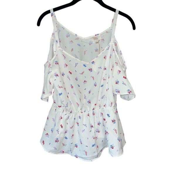 Atelier Rose White Floral Cold Shoulder Romantic Summer‎ Top Small Casual Blouse - Picture 1 of 5